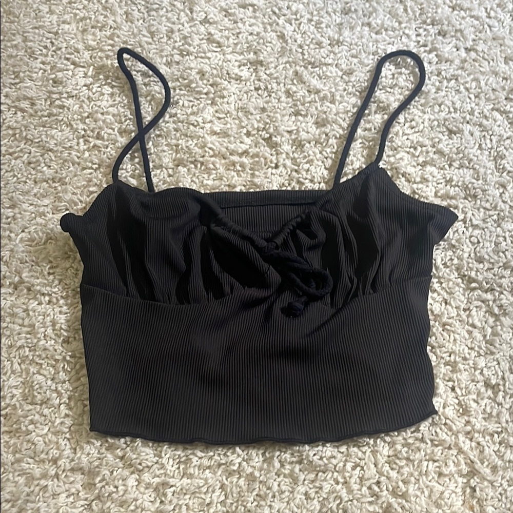 SHEIN Black Ribbed Crop Top